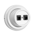 Keramická RETRO zásuvka na omietku, RJ45/RJ11, biela