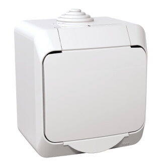 Zásuvka SCHNEIDER CEDAR PLUS IP44 povrch biela