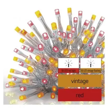 LED Vian.cencúľ 100LED 2,5m IP44 červená/vint pulz