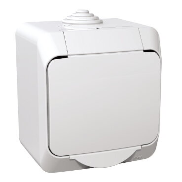 Zásuvka SCHNEIDER CEDAR PLUS IP44 povrch biela