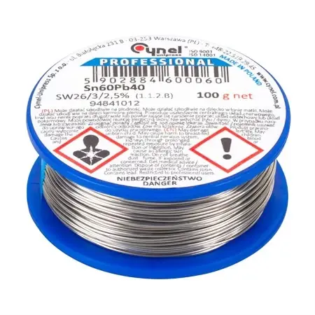 Cín 1,5mm 100g 60%Sn 40%Pb CYNEL Cín 1,5mm 100g 60%Sn 40%Pb CYNEL